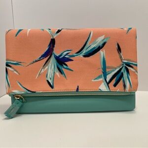 Rachel Pally Floral Print Clutch with Teal Accents